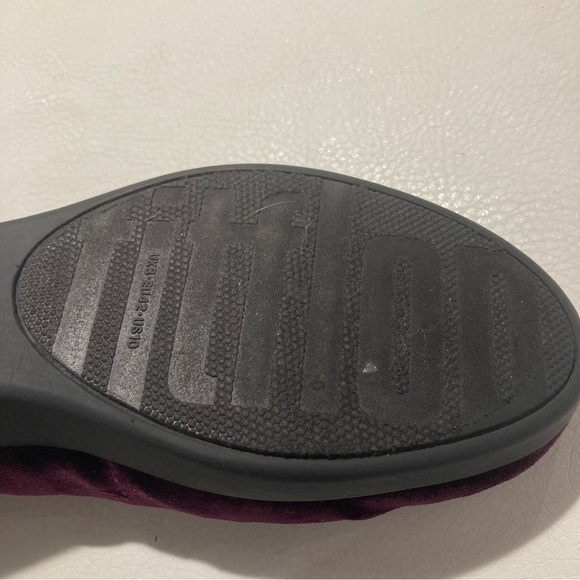 FITFLOP Sz  10 Superskate Burgundy Velveteen Flats Slip-on Comfort Shoes - Picture 12 of 13